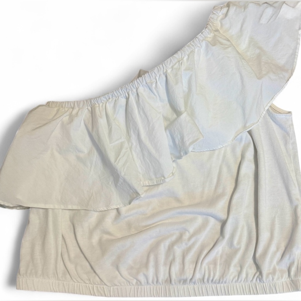 A New Day - One-Shoulder White Ruffle Top